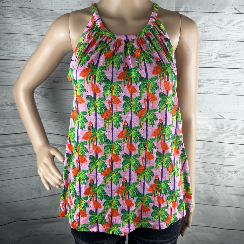 Bouffants & Broken Hearts Pink Flamingo Linen Top 💕🦩💕